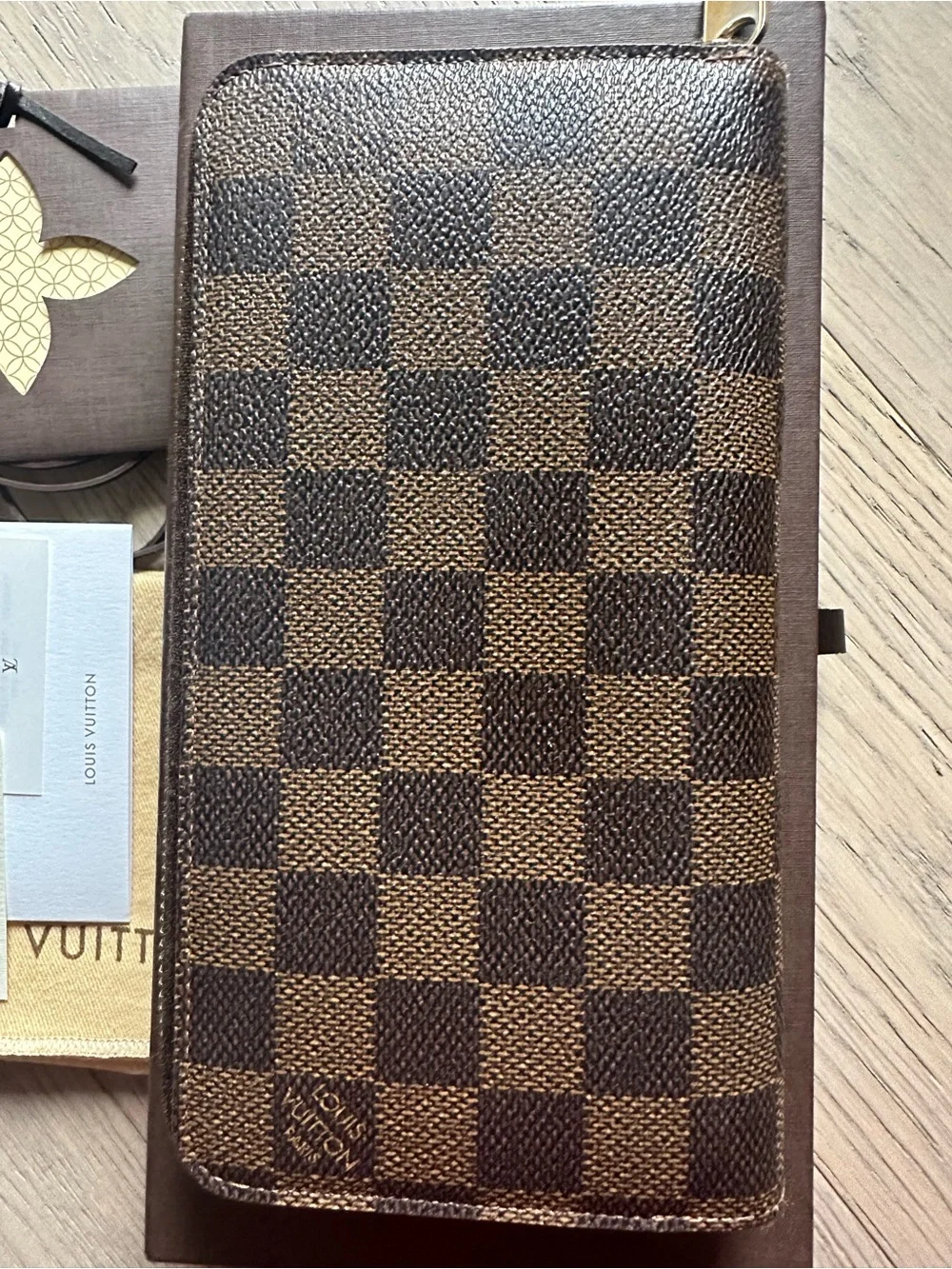 Louis Vuitton Damier Ebene Evasion Zippy Wallet Limited Edition Purple Full Set